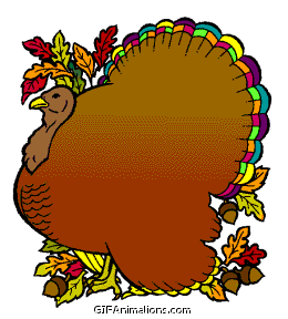 large turkey with happy thanksgiving inscribed animation