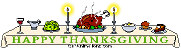thanksgiving dinner table candles turkey animation