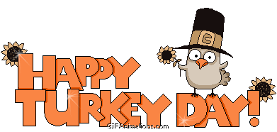 Orange Happy Turkey Day flower jumping pilgrim hat thanksgiving animation