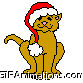 Cat with Christmas stocking hat saying meow