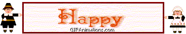 happy thanksgiving sign girl boy pilgrim animation