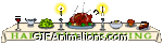 thanksgiving dinner table candles turkey animation