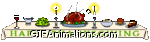 thanksgiving dinner table candles turkey animation