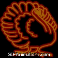 Neon Red flashing outline turkey thanksgiving animation