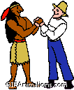 indian Pilgrim shaking hands thanksgiving animation