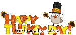 Orange yellow Happy Turkey Day sparkles flower pilgrim hat thanksgiving animation