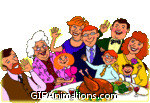 Family waving at dinner table thanksgiving animation