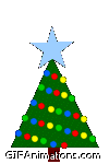 Christmas Tree with Blinking Blue Star on Top