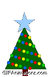 Christmas Tree with Blinking Blue Star on Top
